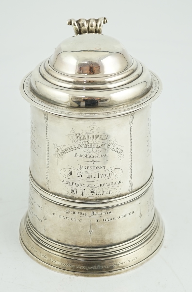 A George II silver tankard with domed cover, by Richard Bayley?